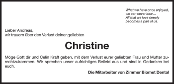 Traueranzeige von Christine Geier von Dolomiten