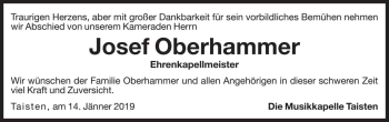 Traueranzeige von Josef Oberhammer von Dolomiten