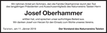 Traueranzeige von Josef Oberhammer von Dolomiten