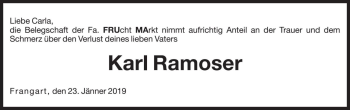 Traueranzeige von Karl Ramoser von Dolomiten