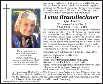 Traueranzeige von Lena Brandlechner von Dolomiten