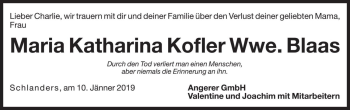 Traueranzeige von Maria Katharina Blaas von Dolomiten