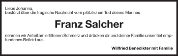 Traueranzeige von Franz Salcher von Dolomiten