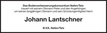 Traueranzeige von Johann Lantschner von Dolomiten