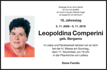 Traueranzeige von Leopoldina Comperini von Dolomiten