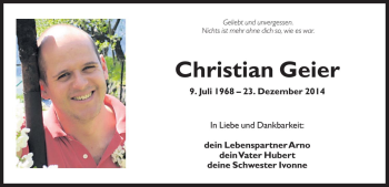 Traueranzeige von Christian Geier von Dolomiten