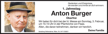 Traueranzeige von Anton Burger von Dolomiten