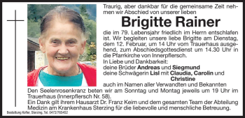 Traueranzeige von Brigitte Rainer von Dolomiten