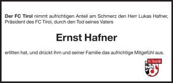 Traueranzeige von Ernst Hafner von Dolomiten