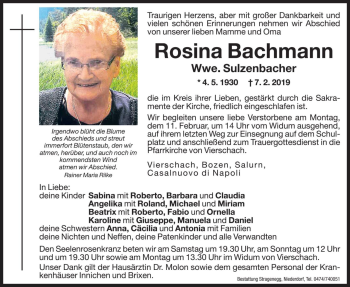 Traueranzeige von Rosina Sulzenbacher von Dolomiten