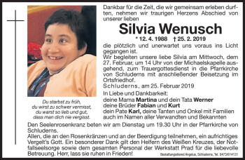 Traueranzeige von Silvia Wenusch von Dolomiten