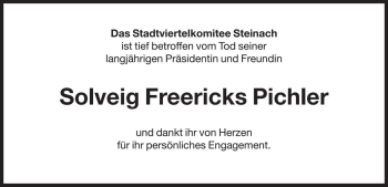 Traueranzeige von Solveig Freericks Pichler von Dolomiten