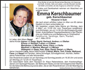 Traueranzeige von Emma Kerschbaumer von Dolomiten