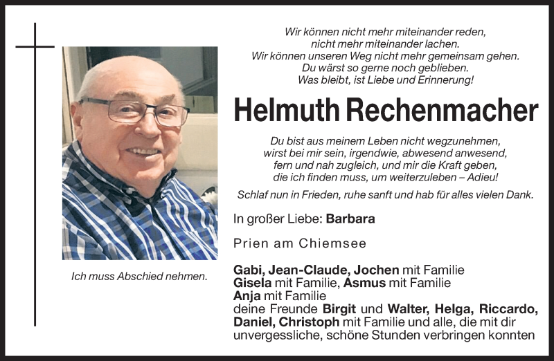  Traueranzeige für Helmuth Rechenmacher vom 12.03.2019 aus Dolomiten
