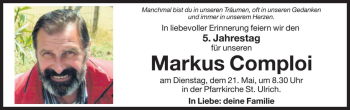 Traueranzeige von Markus Comploi von Dolomiten