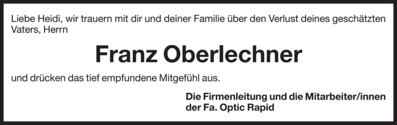  Traueranzeige für Franz Oberlechner vom 26.07.2019 aus Dolomiten