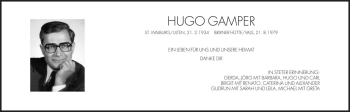 Traueranzeige von Hugo Gamper von Dolomiten