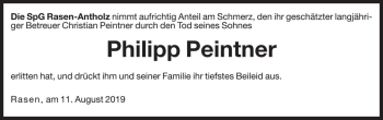 Traueranzeige von Philipp Peintner von Dolomiten