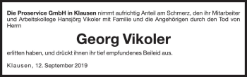 Traueranzeige von Georg Vikoler von Dolomiten