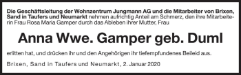 Traueranzeige von Anna Gamper von Dolomiten