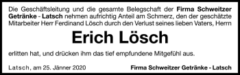 Traueranzeige von Erich Lösch von Dolomiten