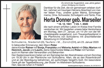 Traueranzeige von Herta Donner von Dolomiten