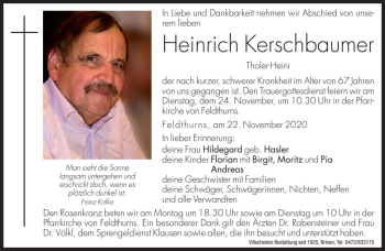 Traueranzeige von Heinrich Kerschbaumer von Dolomiten