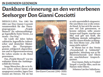 Traueranzeige von Don Gianni Cosciotti von Dolomiten