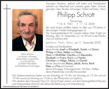 Traueranzeige von Philipp Schrott von Dolomiten