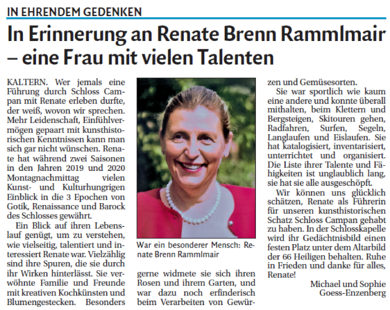  Traueranzeige für Renate Rammlmair vom 16.12.2020 aus Dolomiten