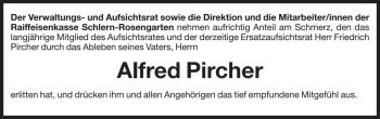 Traueranzeige von Alfred Pircher  von Dolomiten