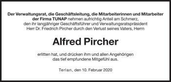 Traueranzeige von Alfred Pircher  von Dolomiten