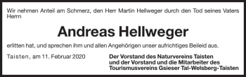 Traueranzeige von Andreas Hellweger von Dolomiten