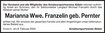 Traueranzeige von Marianna Franzelin  von Dolomiten