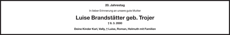  Traueranzeige für Luise Brandstätter vom 07.03.2020 aus Dolomiten