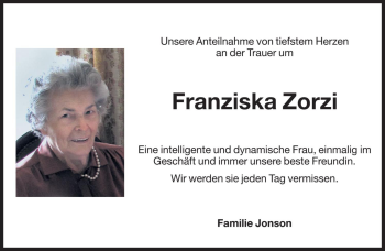 Traueranzeige von Franziska Zorzi von Dolomiten