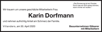 Traueranzeige von Karin Dorfmann von Dolomiten