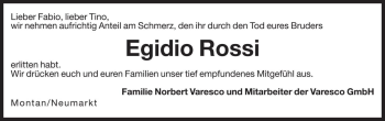 Traueranzeige von Egidio Rossi von Dolomiten