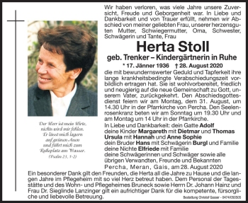 Traueranzeige von Herta Stoll von Dolomiten