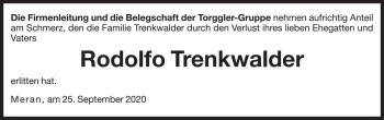 Traueranzeige von Rodolfo Trenkwalder von Dolomiten