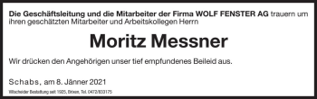 Traueranzeige von Moritz Messner von Dolomiten