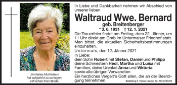 Traueranzeige von Waltraud Bernard von Dolomiten