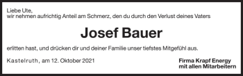 Traueranzeige von Josef Bauer von Dolomiten