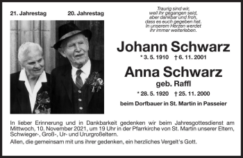 Traueranzeige von Anna Schwarz von Dolomiten