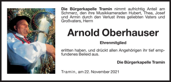 Traueranzeige von Arnold Oberhauser von Dolomiten