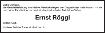 Traueranzeige von Ernst Röggl von Dolomiten