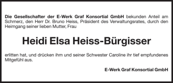 Traueranzeige von Heidi Elsa Heiss von Dolomiten