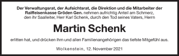 Traueranzeige von Martin Schenk von Dolomiten