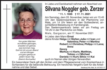 Traueranzeige von Silvana Noggler von Dolomiten