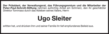 Traueranzeige von Ugo Sleiter von Dolomiten